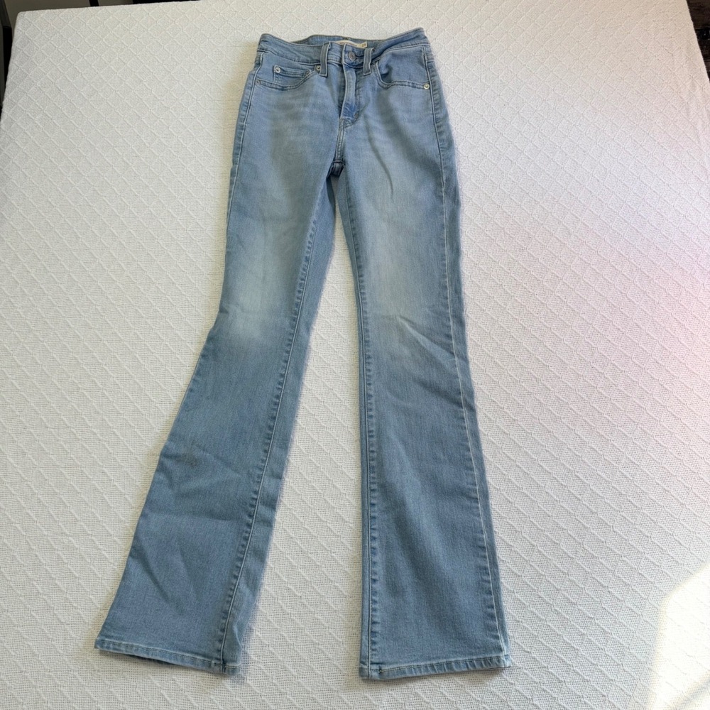 Levis 725 High Rise Bootcut Jeans Light Wash Blue Denim Size 24